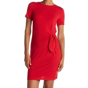 Red Tommy Hilfiger Side Tie Tee Dress